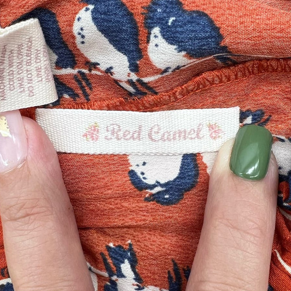 RED CAMEL Women's Elastic Waist Slip On Mini Skirt Bird Design Size Medium - Picture 4 of 8